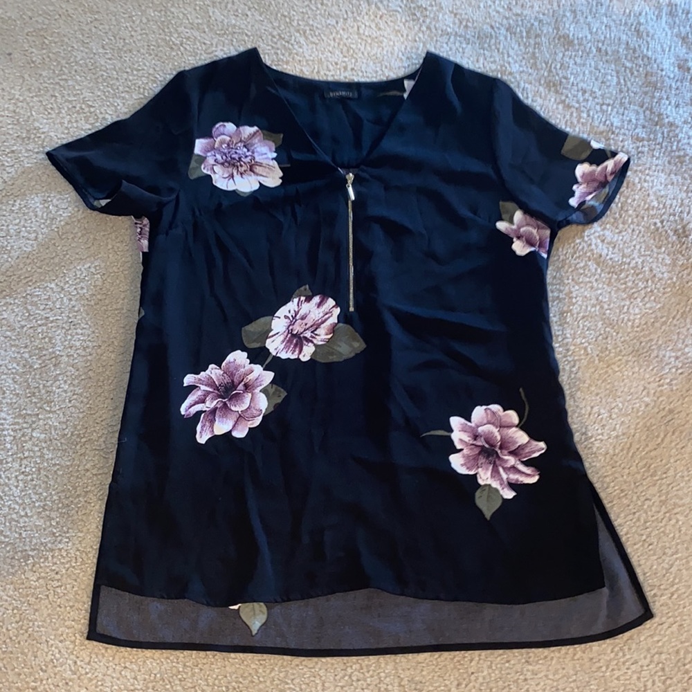 Dynamite Zipper Front Floral Top